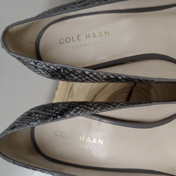 Cole Haan Grey Snake Skin Heels, Size 6B - Picture 3 of 14